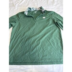 Good Good Mens XL Green 1/4 Zip Floral Collar Performance Golf Pullover